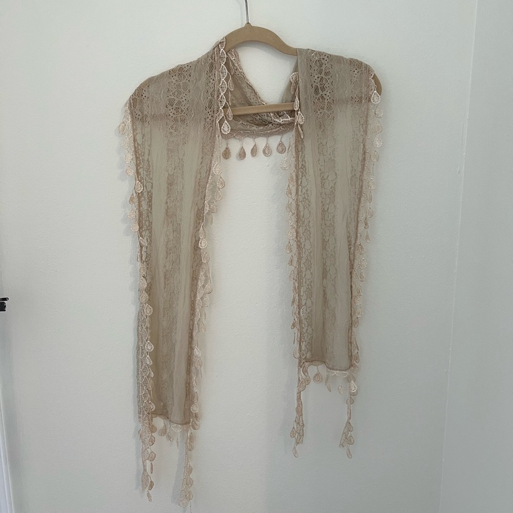 Cream crochet scarf